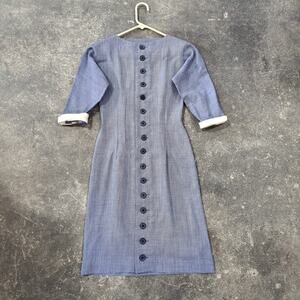 Vintage 50s R&K Originals Dress Womens 2 Blue Prairie Button Up 1/2 Sleeve